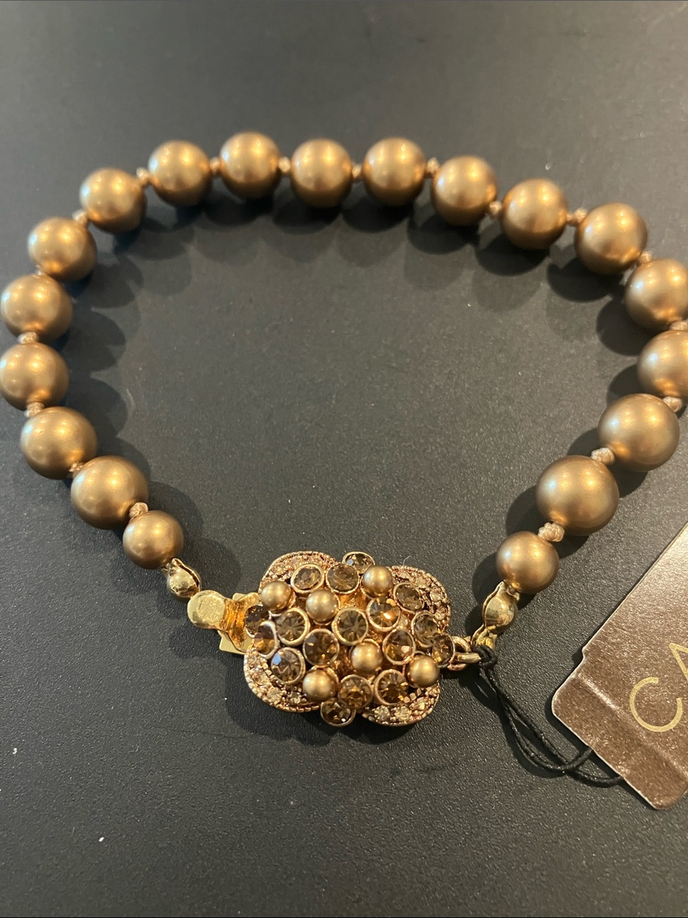 Carolee bead-Style Gold Bracelet with Crystal Cluster Clasp New with Tsgs